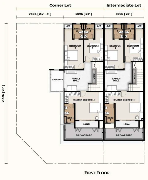 Phase 4A Type A first-floor intermediate and corner layouts