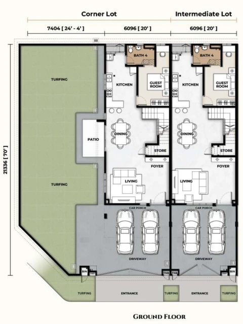 Phase 4A Type A ground-floor intermediate and corner layouts